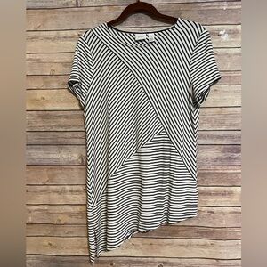 Weekends by Chicos asymmetrical striped top